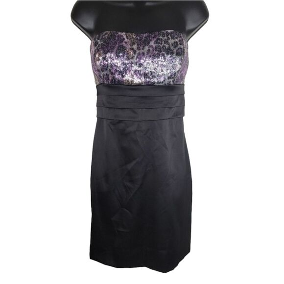 David's Bridal leopard print strapless formal mini dress size 12 - Picture 1 of 8